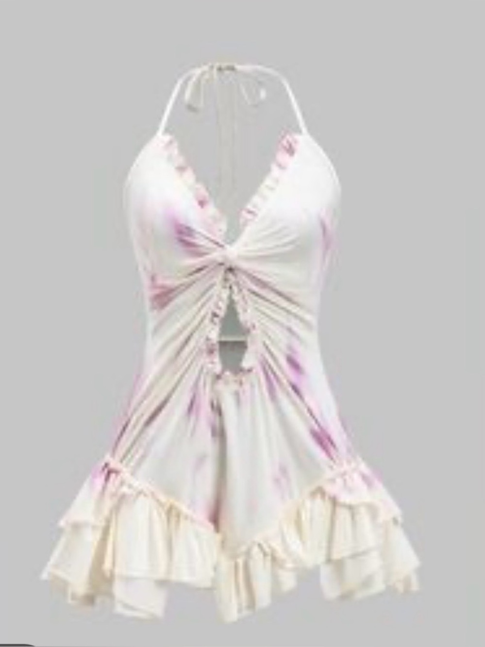 Micas Elegant Ruffled Halter Mini Dress XL NWT